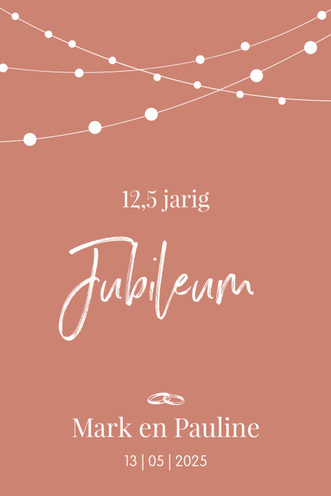 Jubileumkaart met slinger en ringen voor 12,5 jaar
